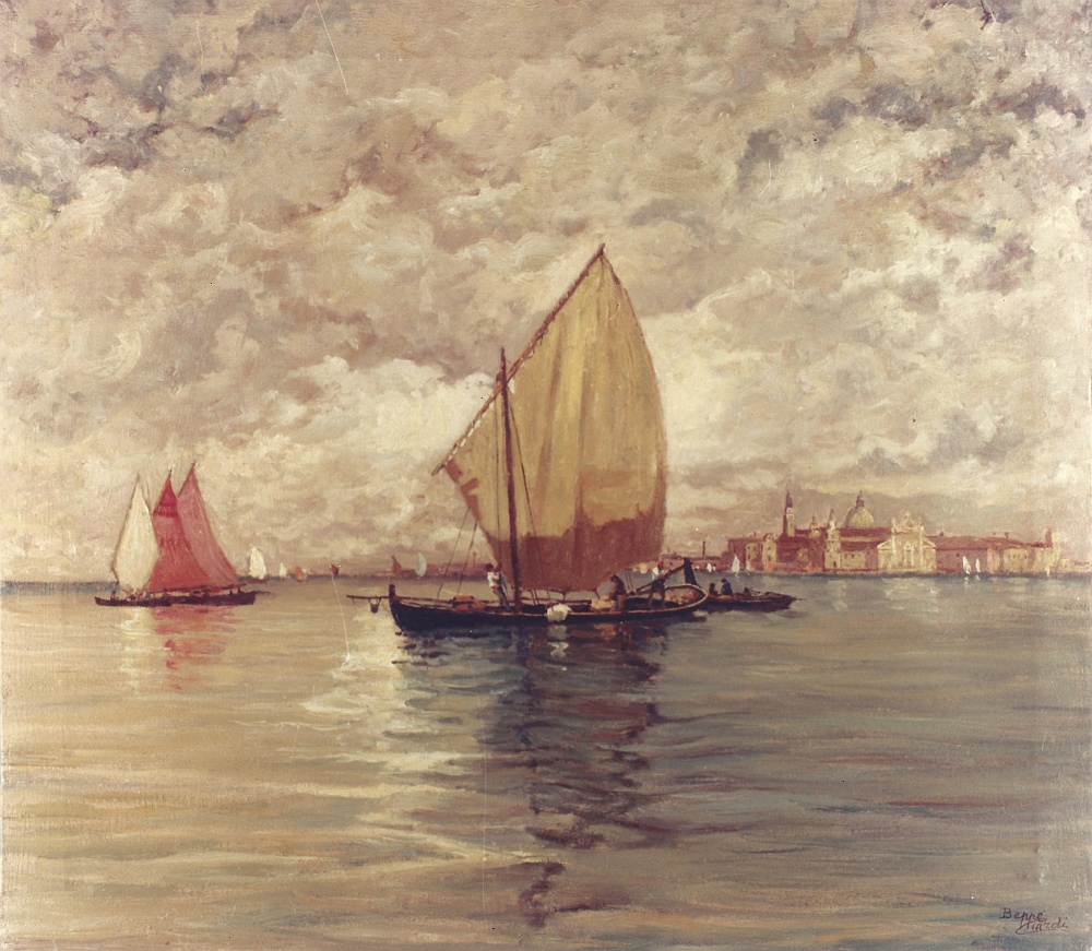 BEPPE CIARDI, 'Barche di pescatori sulla laguna veneta', 